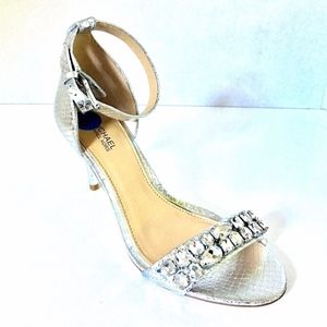 MICHAEL KORS Silver Heel Ankle Strap Sandal 6.5